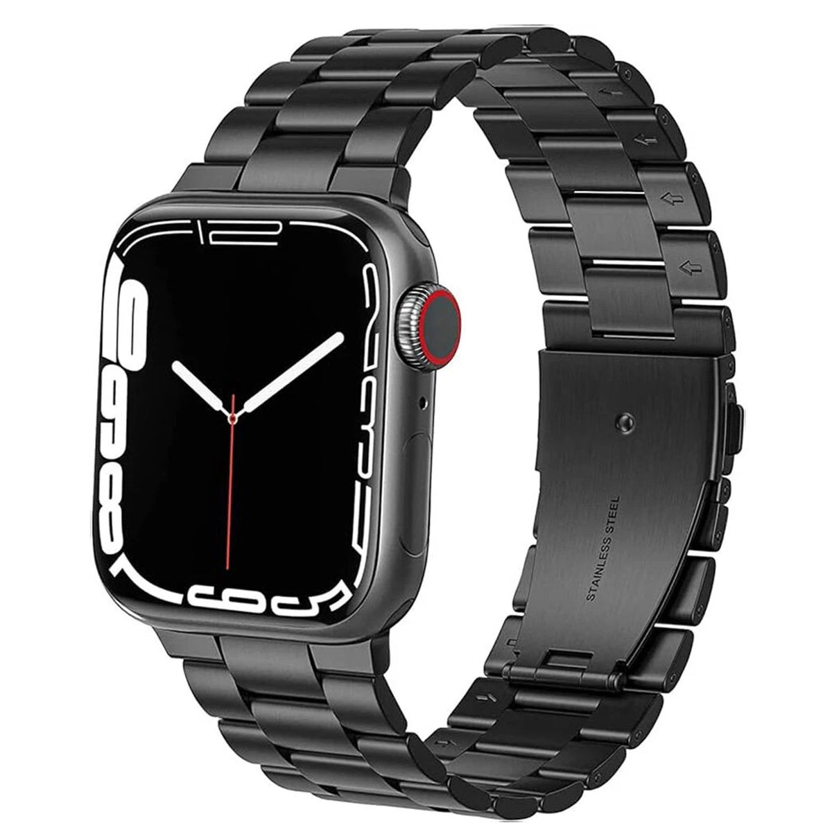 Apple Watch Bandje 44/45/46/49 mm - RVS Metalen Schakelband - Zwart