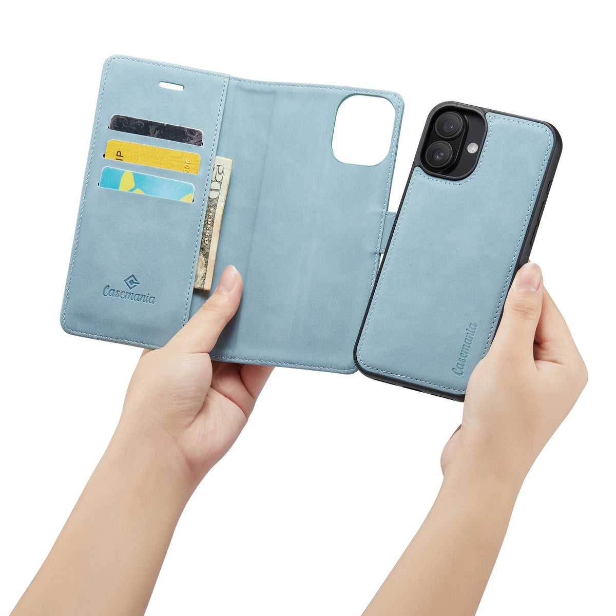 Apple iPhone 16 Plus Hoesje - Aqua Blue - 2 in 1 Bookcase