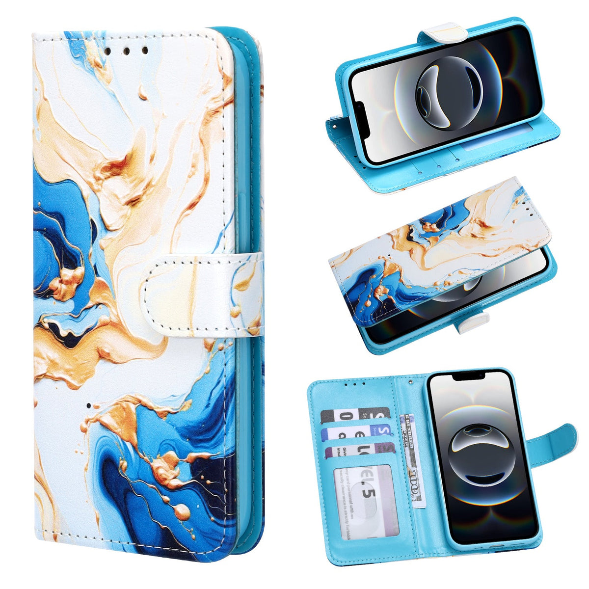 Apple iPhone 17e Hoesje - Geel Marmer - Marmer Portemonnee Bookcase