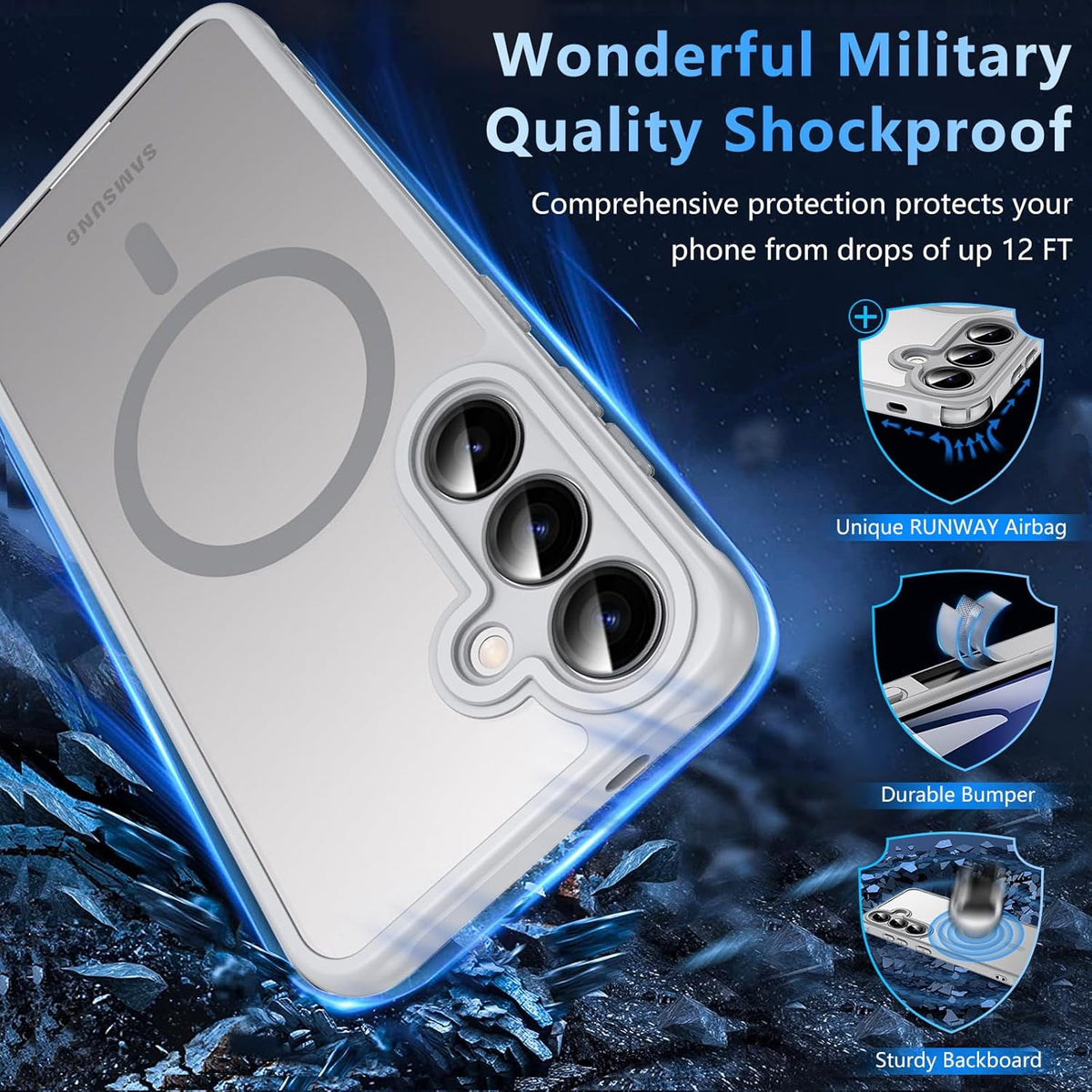 Samsung Galaxy S25 Plus Hoesje - Grijs - Matte Armor MagSafe Back Cover