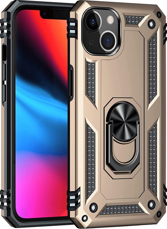 Apple iPhone 13 Mini Hoesje - Goud - Armor Kickstand Back Cover