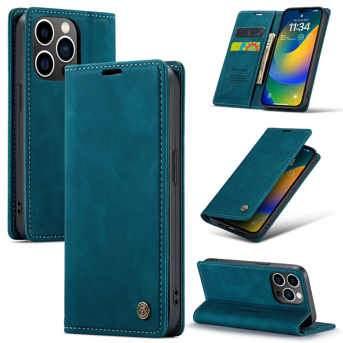 iPhone 15 Pro Hoesje - Emerald Green - Dunne Bookcase