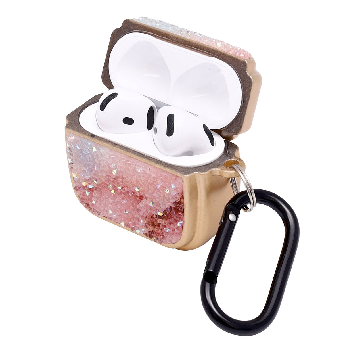 Apple AirPods 4 Hoesje - Diamant Marmer Glitter met Ring - Goud