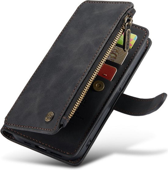 iPhone 14 Plus Hoesje - Charcoal Gray - Luxe Bookcase met Rits