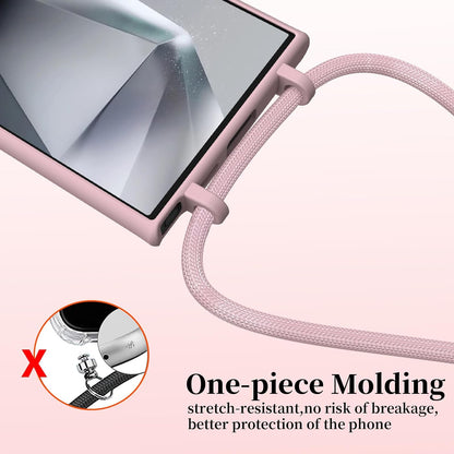 Samsung Galaxy S24 Ultra Hoesje - Roze - Siliconen Back Cover met Telefoonkoord