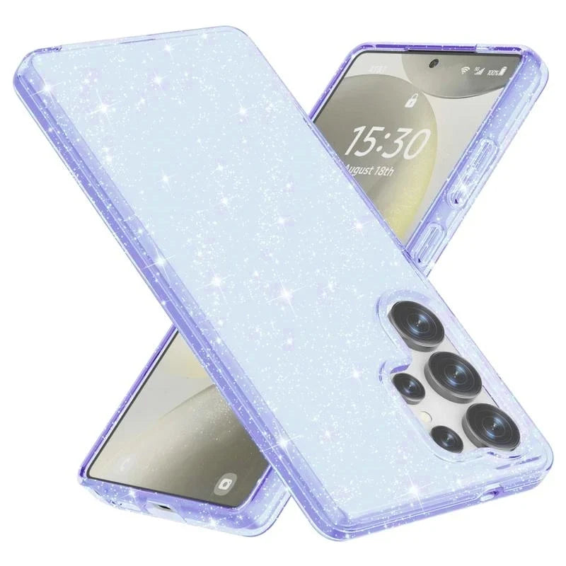 Samsung Galaxy S25 Ultra Hoesje - Blauw - Glitter Back Cover