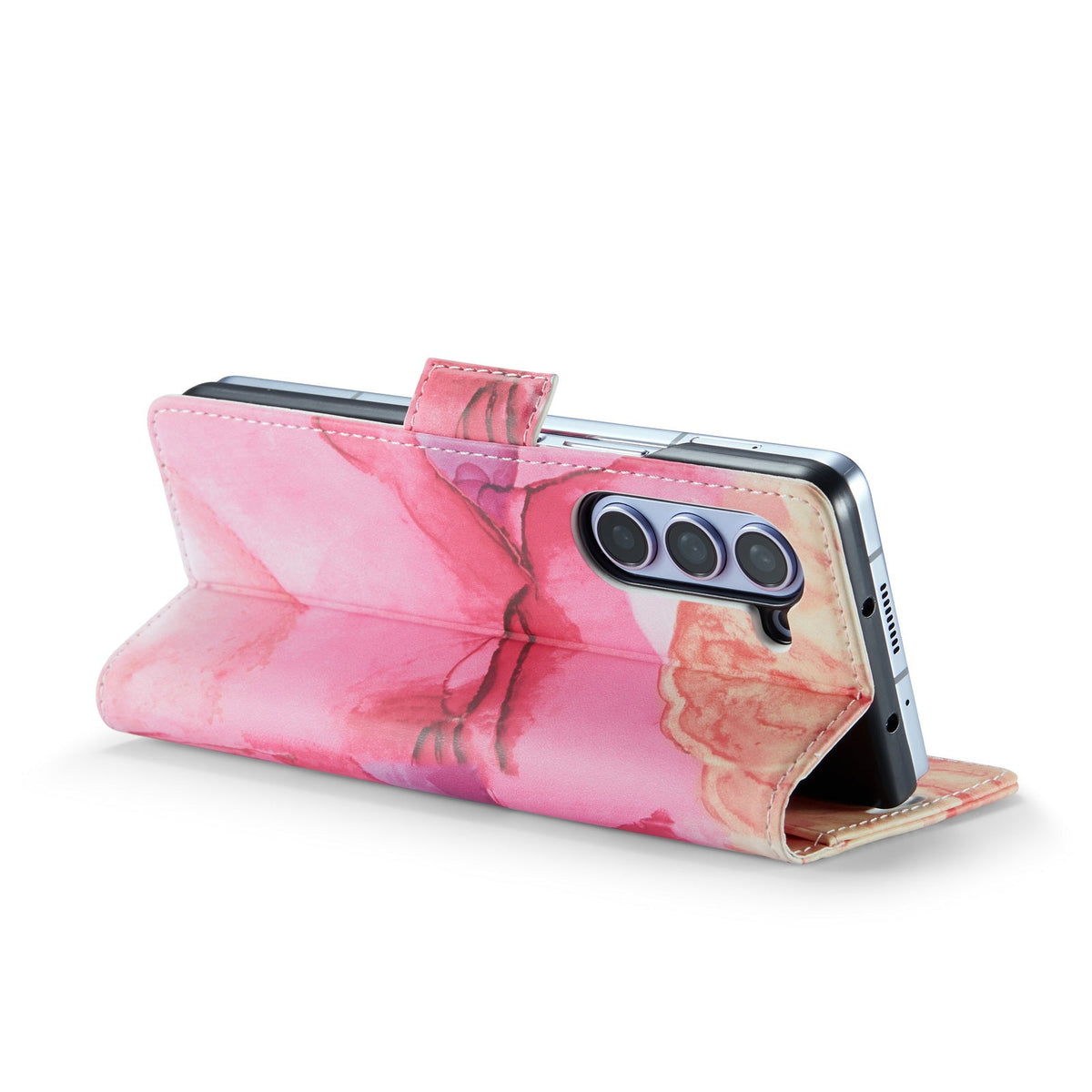 Samsung Galaxy Z Fold 5 Hoesje - Pink Rhodonite - Marmer Portemonnee Bookcase