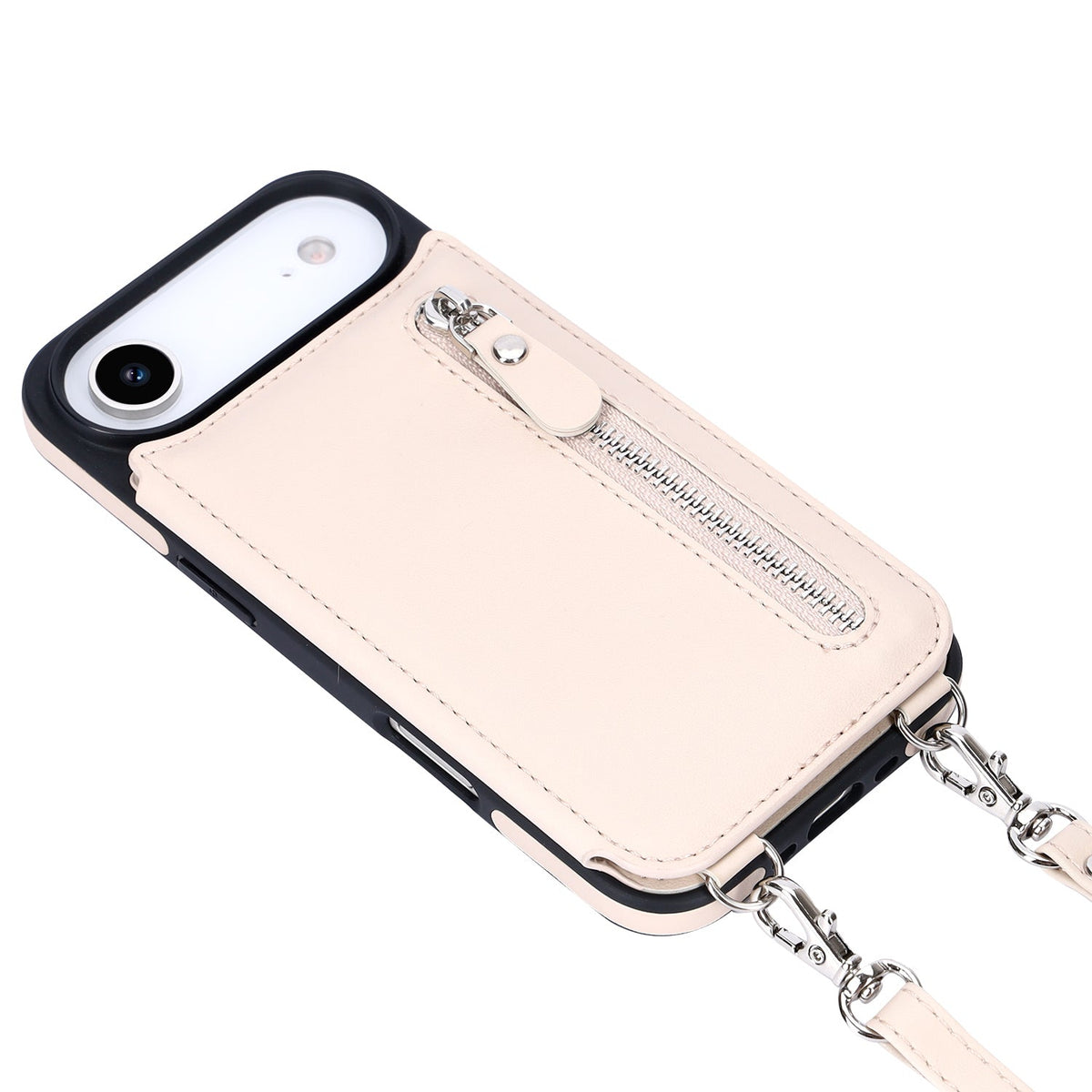Apple iPhone Air Case - Beige - Luxury Back Cover with Phone Strap and Zipper