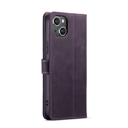 Apple iPhone 14 Plus Case - Purple - Genuine Leather Wallet Case