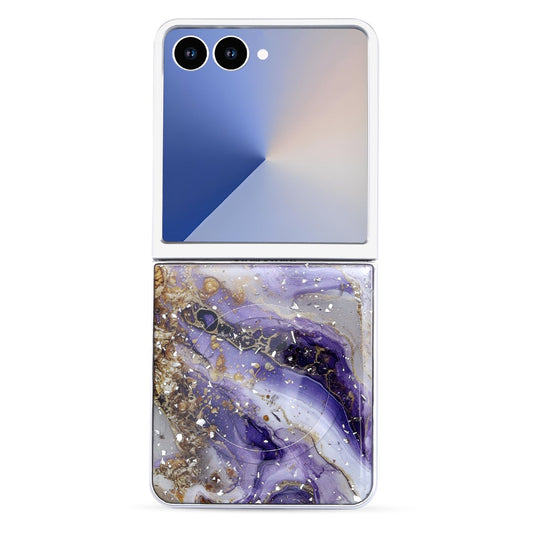 Samsung Galaxy Z Flip 7 Hoesje - Paars - Marmer Glitter MagSafe Back Cover