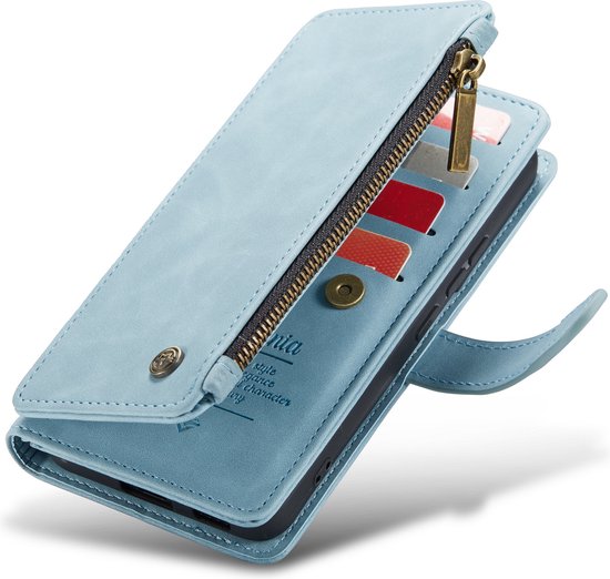 Samsung Galaxy S23 Hoesje - Aqua Blue - Luxe Bookcase met Rits