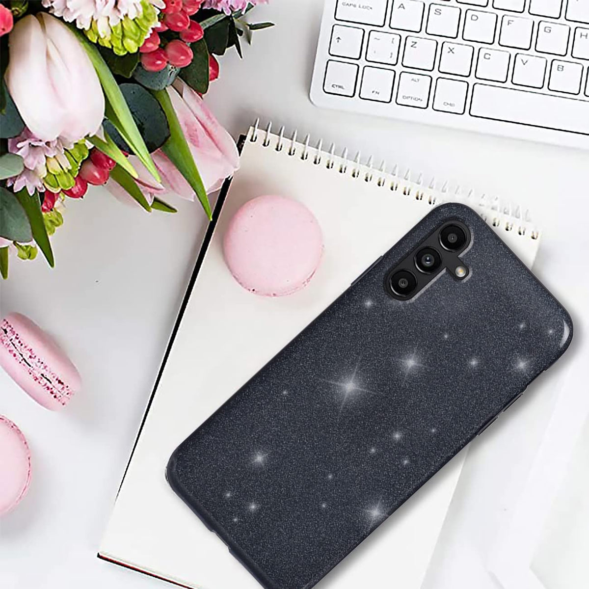 Samsung Galaxy A25 Hoesje - Zwart - Glitter Back Cover