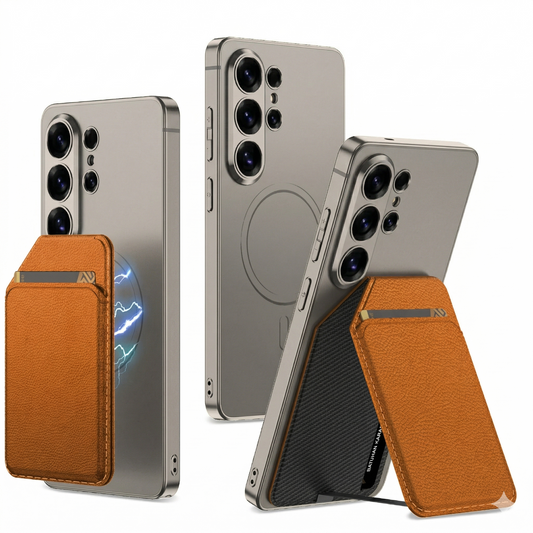 Casemania Magnetisch Pasjeshouder met Kickstand voor Samsung - Oranje