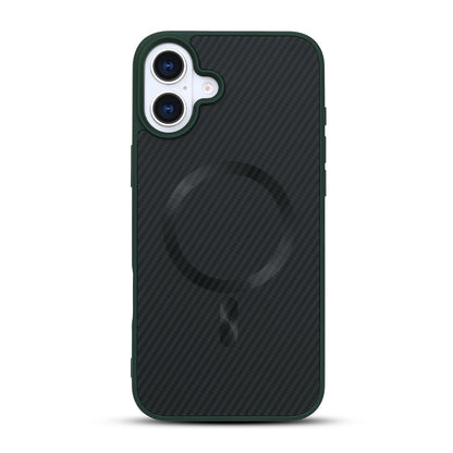 Apple iPhone 16 Plus Hoesje - Groen - Carbon MagSafe Back Cover