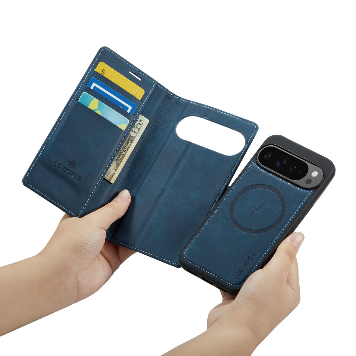 Google Pixel 10 Hoesje - Navy Blue - Luxe 2 in 1 MagSafe Bookcase