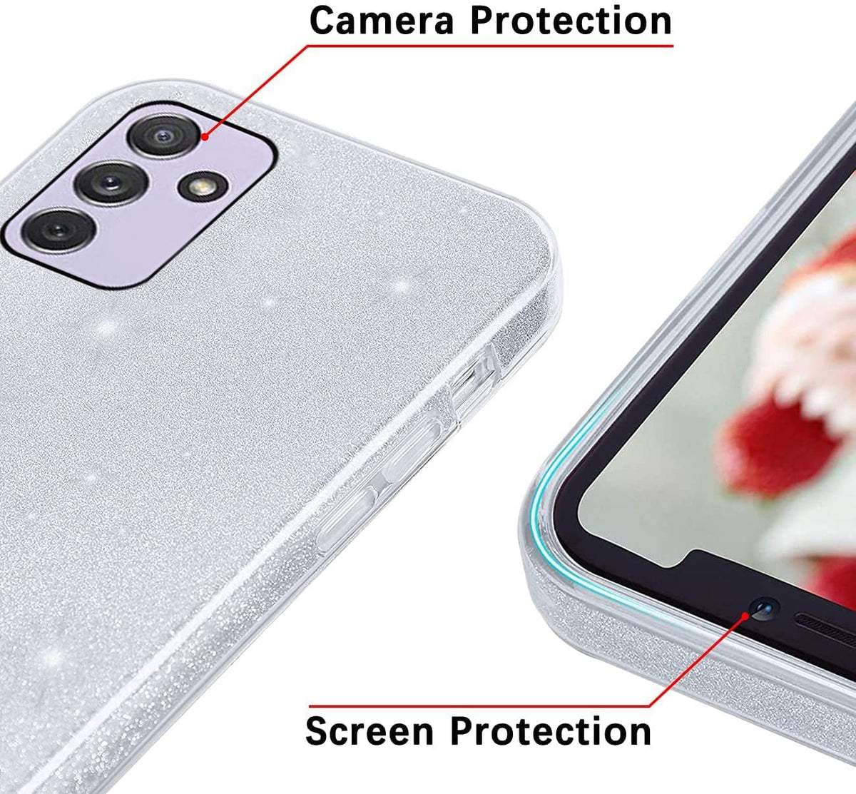 Samsung Galaxy A35 5G Hoesje - Zilver - Glitter Back Cover