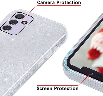 Samsung Galaxy A35 5G Hoesje - Zilver - Glitter Back Cover