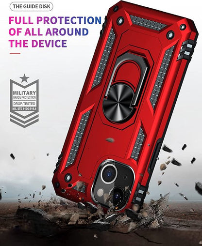 Apple iPhone 14 Hoesje - Rood - Armor Kickstand Back Cover