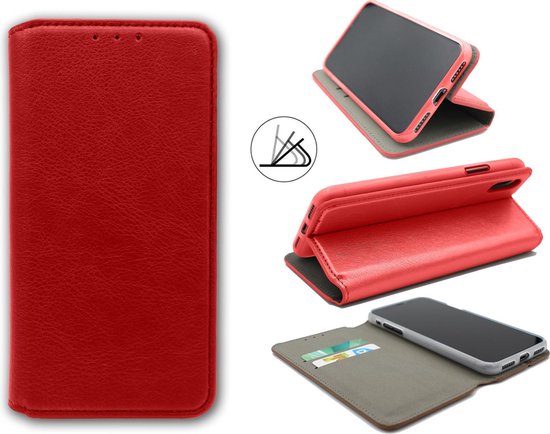 Apple iPhone 12 Mini Hoesje - Rood - Luxe Kunstlederen Portemonnee Bookcase