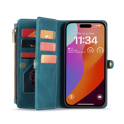 Apple iPhone 15 Plus Hoesje - Emerald Green - Luxe MagSafe Bookcase met Rits en Telefoonkoord