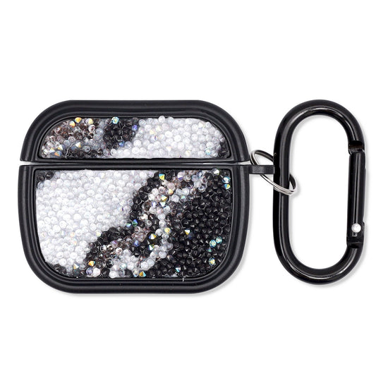 Apple AirPods 3 Hoesje - Diamant Marmer Glitter met Ring - Zwart