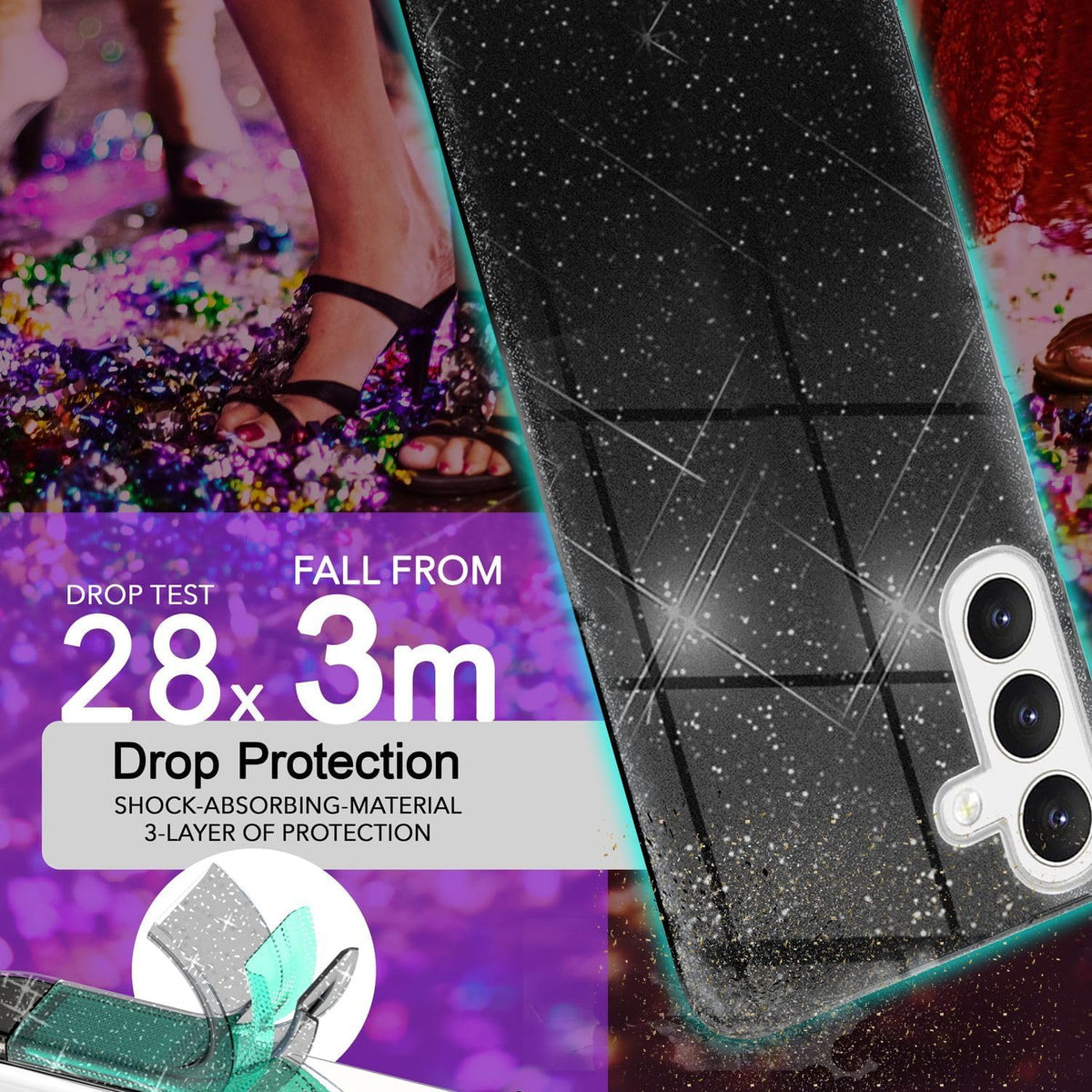 Samsung Galaxy A26 Hoesje - Zwart - Glitter Back Cover