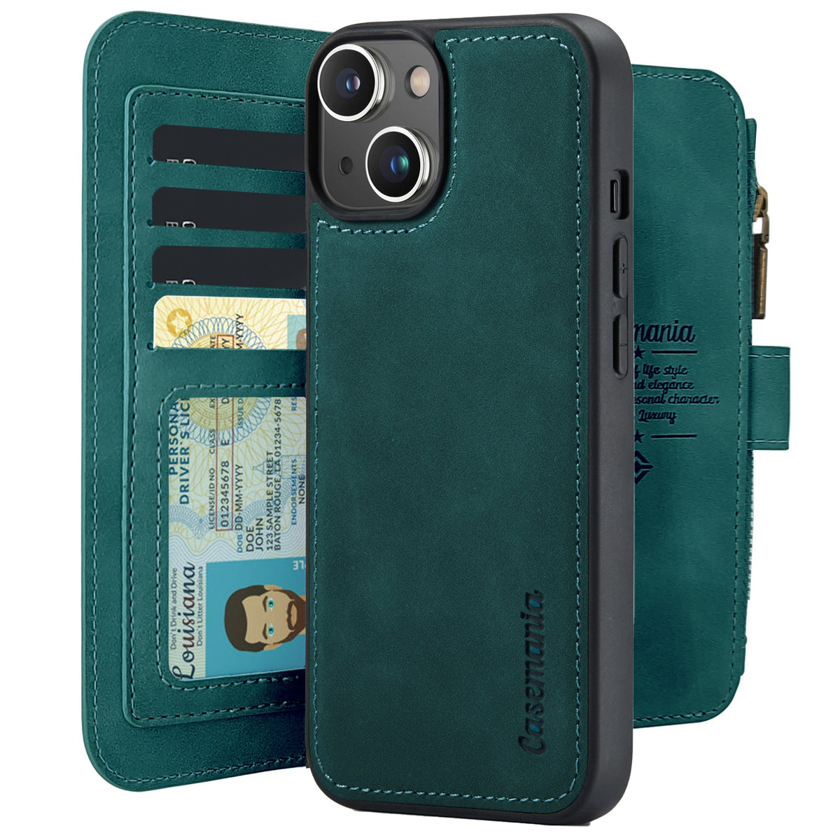 Apple iPhone 15 Plus Hoesje - Emerald Green - 2 in 1 Bookcase met Rits