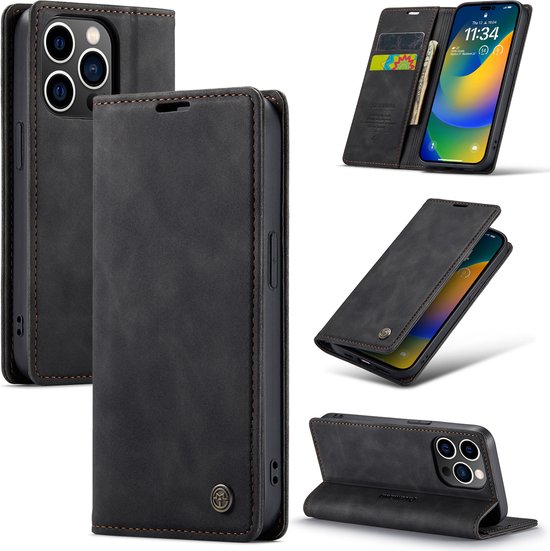 Apple iPhone 14 Pro Max Hoesje - Charcoal Gray - Dunne Bookcase