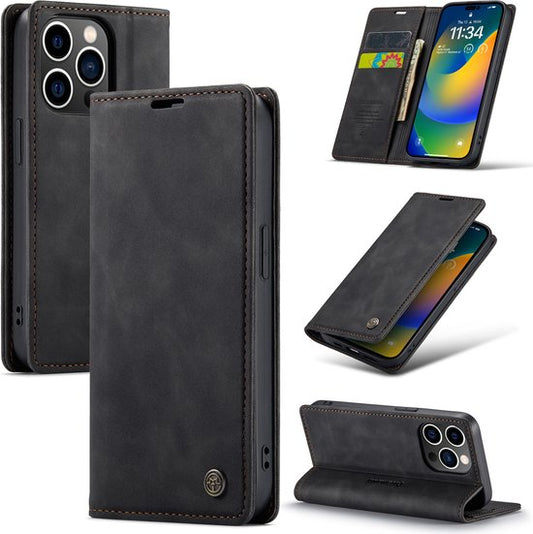 Apple iPhone 14 Pro Max Hülle - Charcoal Gray - Schlanke Klapphülle mit Kartenfach