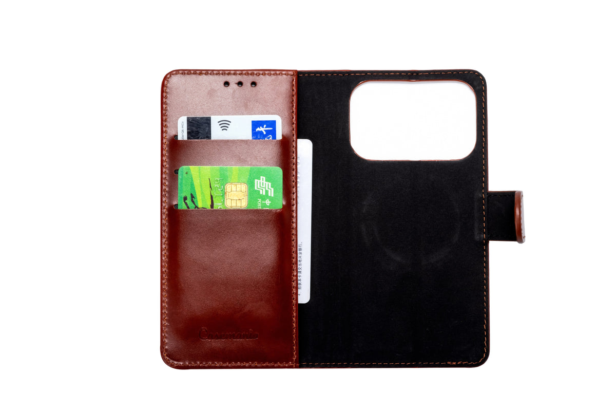 Apple iPhone 18 Pro Hoesje - Chestnut Brown - Echt Leren 2 in 1 MagSafe Bookcase