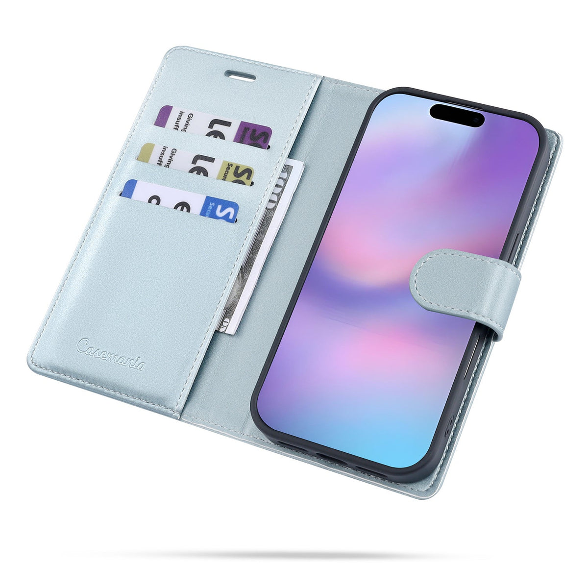 Apple iPhone 17 Pro Hoesje - Baby Blue - 2 in 1 Velvet Bookcase