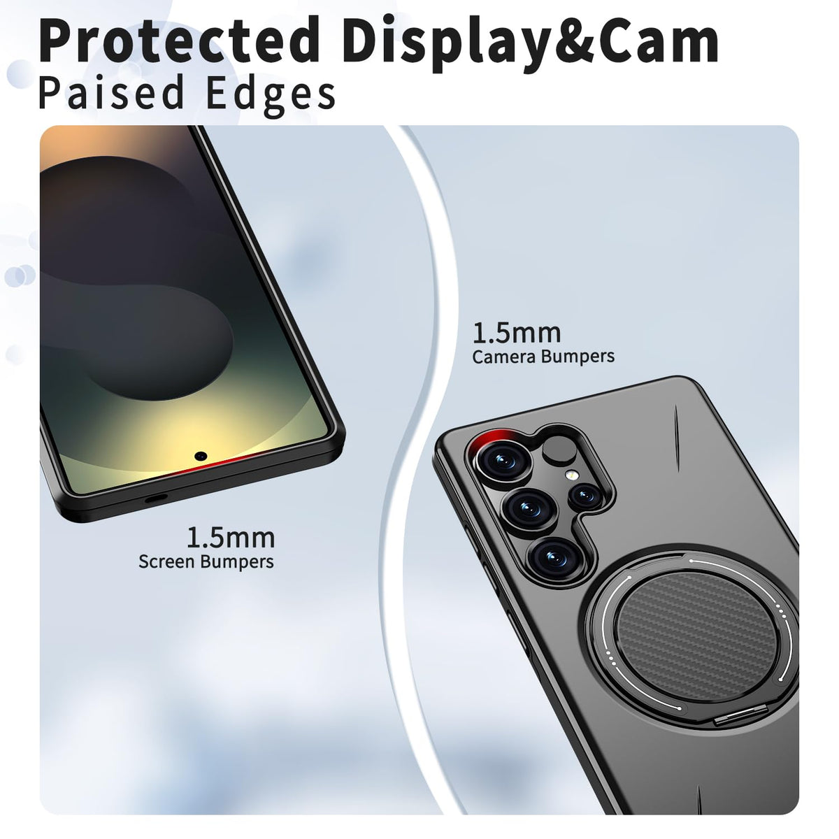 Samsung Galaxy S26 Ultra Hoesje - Zwart - Siliconen Ring Kickstand Back Cover