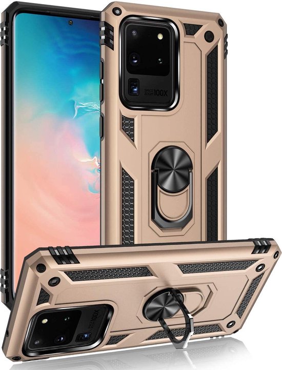 Samsung Galaxy S20 Ultra Hoesje - Goud - Armor Kickstand Back Cover
