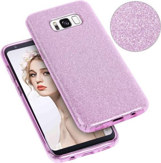 Samsung Galaxy S8 Hoesje - Paars - Glitter Back Cover
