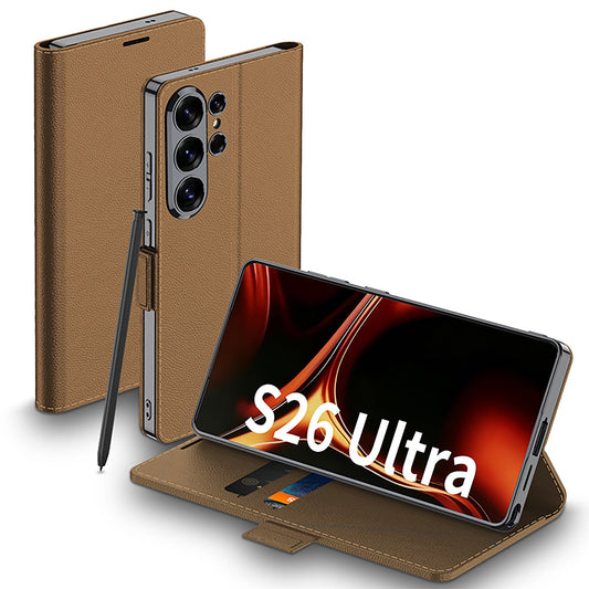Samsung Galaxy S26 Ultra Hülle - Braun - Kartenfach-Klapphülle