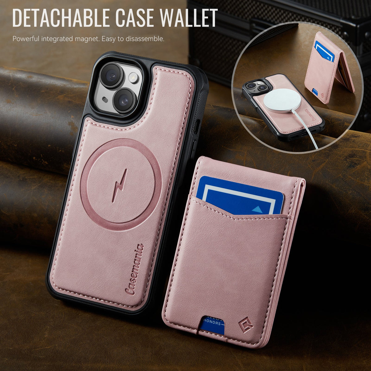 Apple iPhone 14 Case - Pale Pink - MagSafe Back Cover with Card Holder