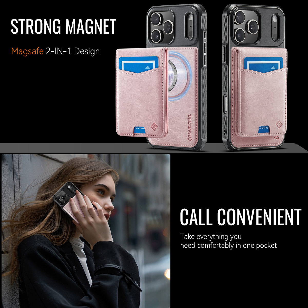Apple iPhone 17 Pro Hoesje - Pale Pink - MagSafe Back Cover met Pasjeshouder