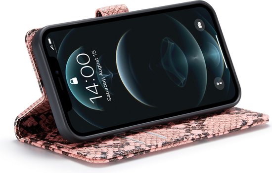 Apple iPhone 11 Hülle - Rosa - Schlangenprint Klapphülle
