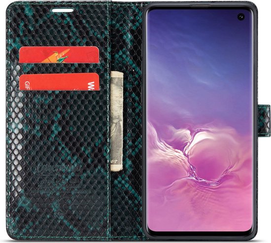 Samsung Galaxy S10+ Case - Green - Luxury Snakeskin Flip Case