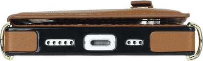 Apple iPhone 15 Hoesje - Bruin - Luxe Back Cover met Telefoonkoord en Rits