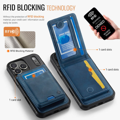 Apple iPhone 18 Pro Hoesje - Navy Blue - Luxe Kunstleren MagSafe Back Cover met Pasjeshouder