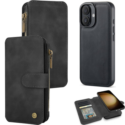 Apple iPhone 16 Plus Case - Charcoal Gray - 2-in-1 Wallet Case with Zipper