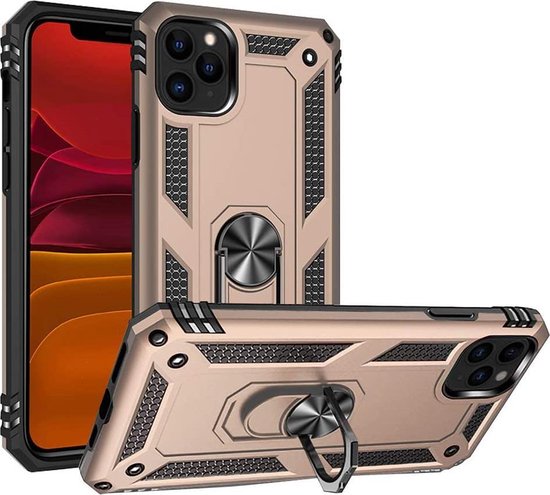 Apple iPhone 11 Pro Max Hoesje - Goud - Armor Kickstand Back Cover