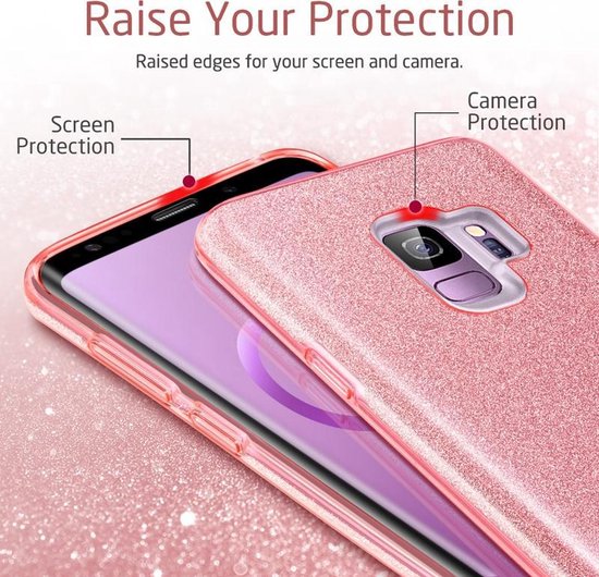 Samsung Galaxy S9+ Hoesje - Zwart - Glitter Back Cover