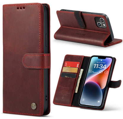 Apple iPhone 14 Plus Hoesje - Rood - Echt Leren Bookcase
