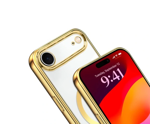Apple iPhone Air Hoesje - Goud - Siliconen MagSafe Back Cover met Telefoonkoord