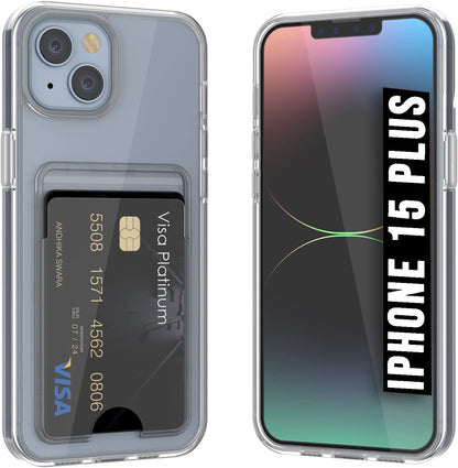 Apple iPhone 15 Plus Case - Clear - Silicone Back Cover with Card Holder