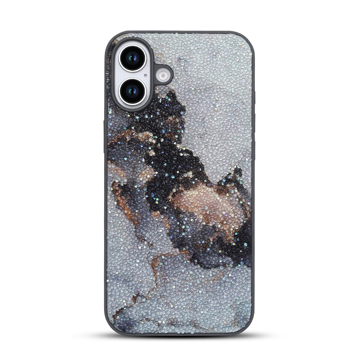 Apple iPhone 16 Plus Hülle - Grau - Diamant-Marmor-Glitzer-Backcover