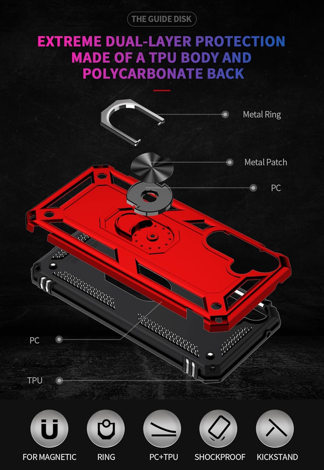 Samsung Galaxy A35 5G Hoesje - Rood - Armor Kickstand Back Cover