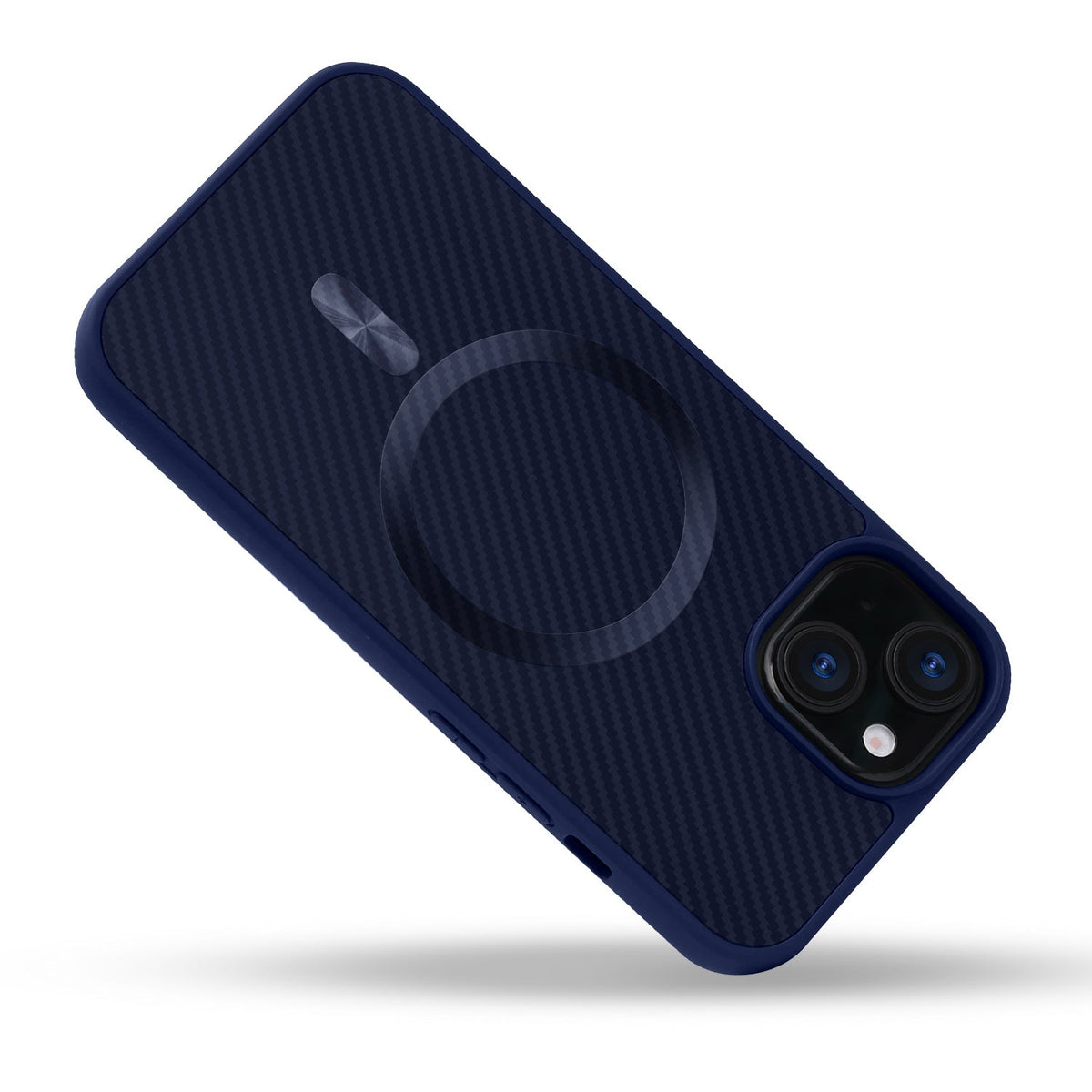 Apple iPhone 14 Hoesje - Blauw - Carbon MagSafe Back Cover